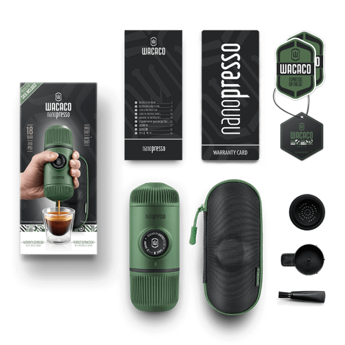 Portable espresso machine Wacaco Nanopresso Moss Green with Case