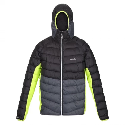 Harrock Hooded Puffer Jacket Black Dark Grey